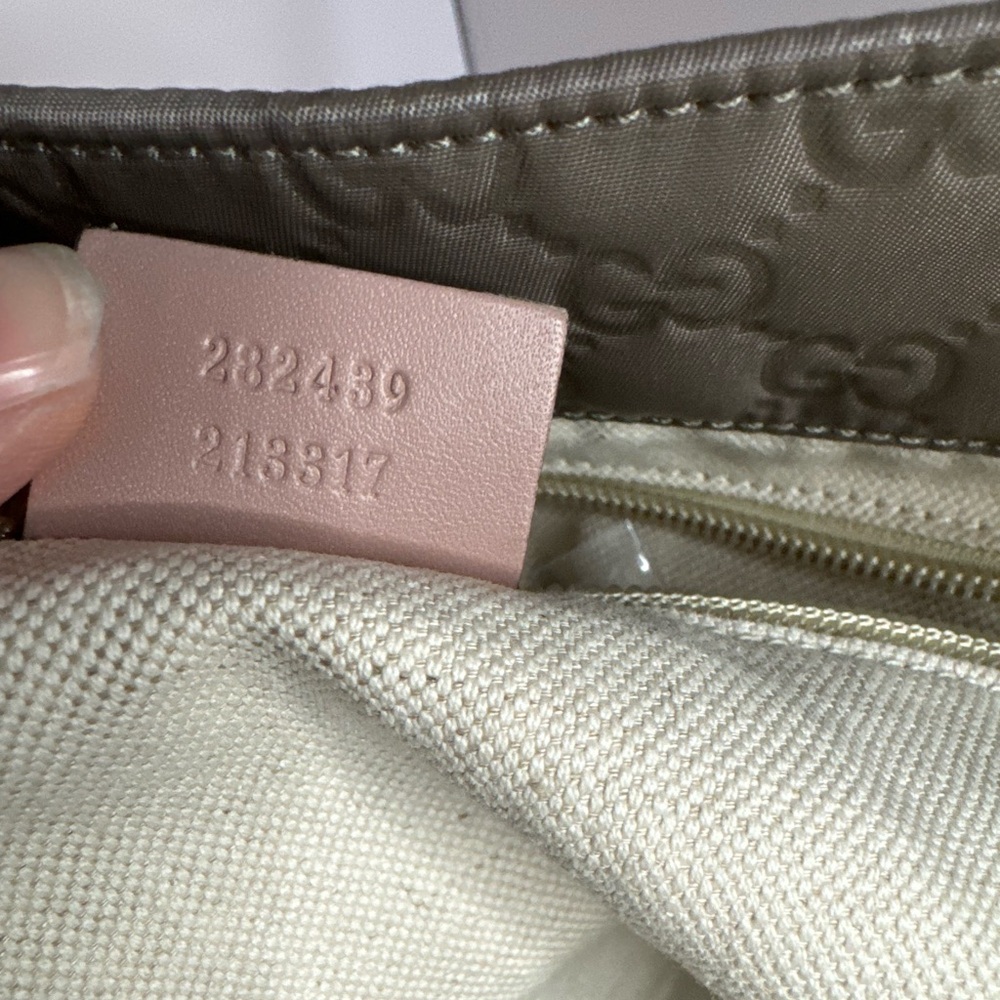 #125 Gucci GG Monogram Satchel Tote Bag - Nylon w/ Leather Accents - Picture 13 of 17